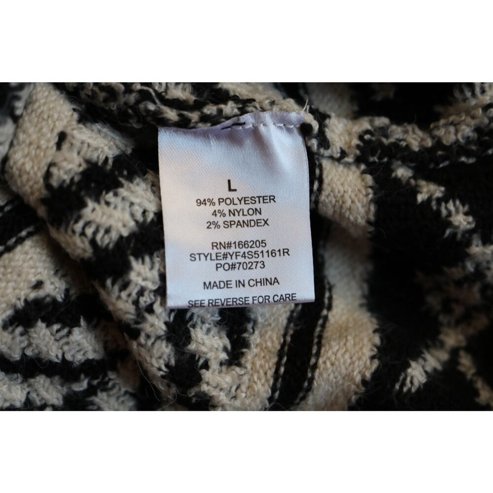 LUCKY BRAND Sweater Dress Large Cream Black White Geometric Diamond Cable Knit - Picture 12 of 13